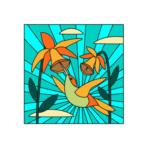 Glas-in-loodkolibrie raamfolie