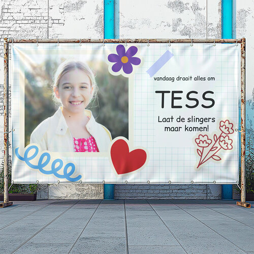 Verjaardag spandoek met naam en foto Verjaardag spandoek met naam en foto