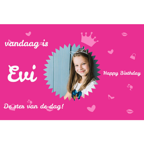 Spandoek vandaag is (naam) de ster van de dag Spandoek vandaag is (naam) de ster van de dag