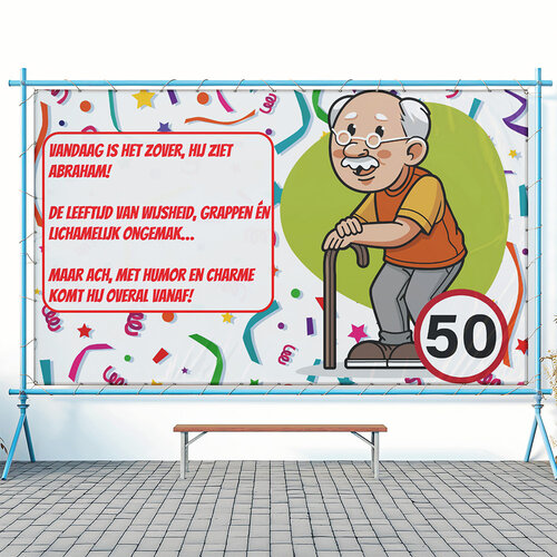Spandoek 50 Jaar – Abraham Verjaardag Spandoek 50 Jaar – Abraham Verjaardag