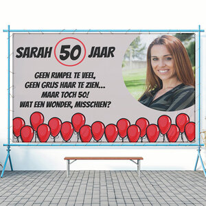 Sarah 50 jaar ontwerp je eigen spandoek Sarah 50 jaar ontwerp je eigen spandoek