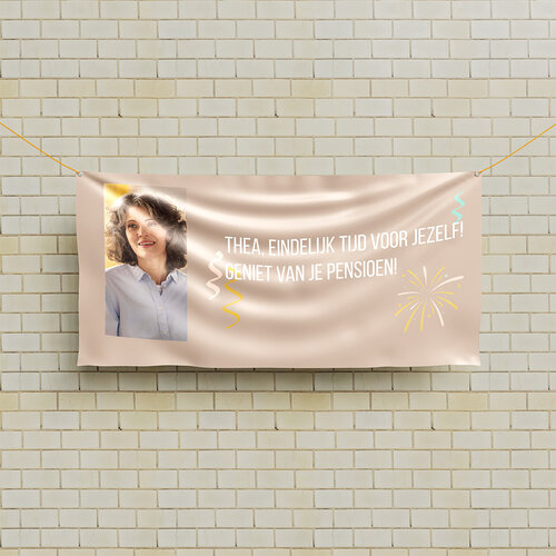Pensioen spandoek ontwerpen met foto Pensioen spandoek ontwerpen met foto