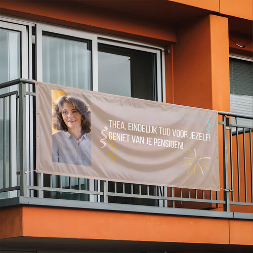 Pensioen spandoek ontwerpen met foto Pensioen spandoek ontwerpen met foto