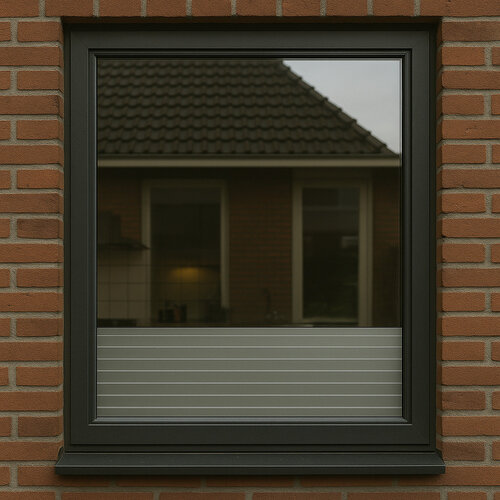 Matte Privacy Raamfolie met Horizontale Strepen – Op Maat Gemaakt Matte Privacy Raamfolie met Horizontale Strepen – Op Maat Gemaakt