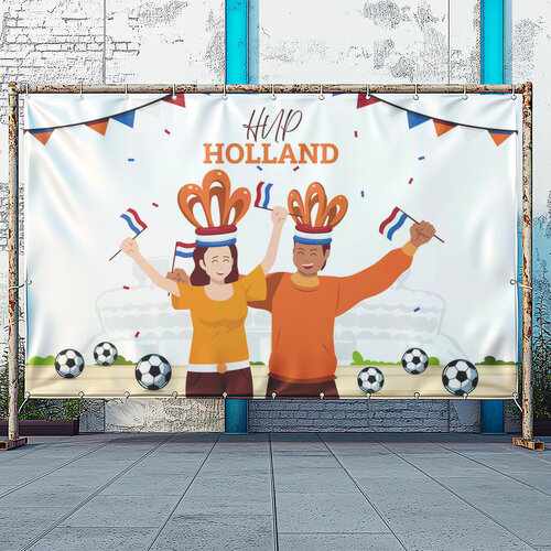 Hup Holland spandoek in animatiestijl