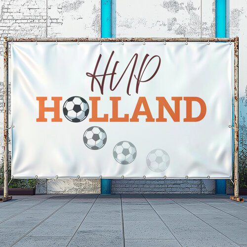 Hup Holland spandoek in een voetbal thema