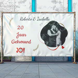 Spandoek getrouwd aanpasbaar in een vast ontwerp Spandoek getrouwd aanpasbaar in een vast ontwerp