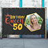 Birthday Queen 50 jaar spandoek met vast ontwerp aanpasbaar in de foto voor een unieke look