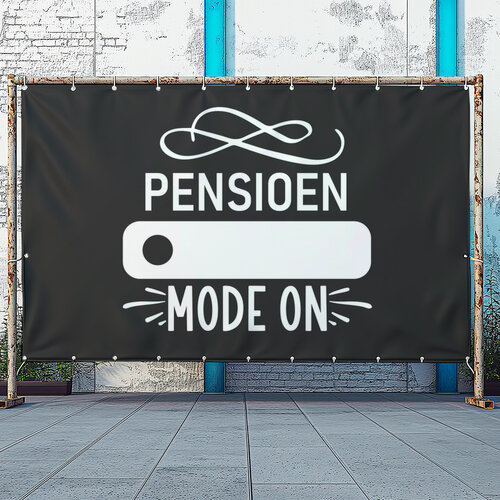 Pensioen 'Mode On' spandoek met vast en sprekend ontwerp