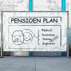 Pensioenplan spandoek met vast ontwerp Pensioenplan spandoek met vast ontwerp