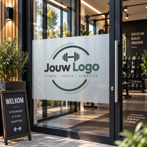 Logo geprint op raamfolie Logo geprint op raamfolie