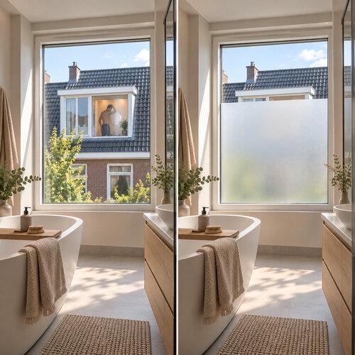 Raamfolie badkamer op maat tegen inkijk Raamfolie badkamer op maat tegen inkijk