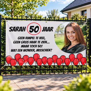 Sarah 50 jaar ontwerp je eigen spandoek Sarah 50 jaar ontwerp je eigen spandoek