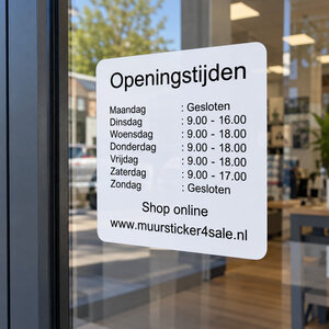 Openingstijden sticker