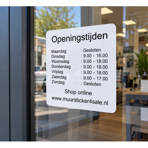 Openingstijden sticker