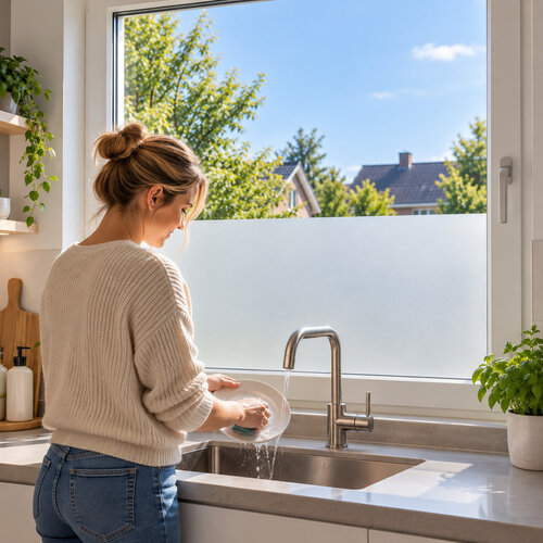 Raamfolie keuken op maat tegen inkijk