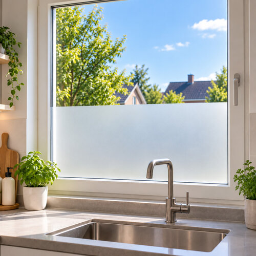 Raamfolie keuken op maat tegen inkijk