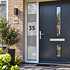 Bedrukte Raamfolie met Huisnummer en Strepen – Modern Lines Bedrukte Raamfolie met Huisnummer en Strepen – Modern Lines