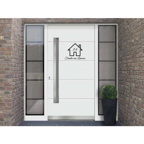 Deursticker huis met naam Deursticker huis met naam