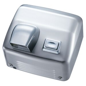 Stainless steel hand dryer with button and nose