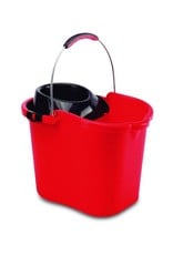 Plastic bucket with metal handle