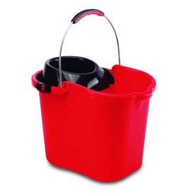 Plastic bucket with metal handle