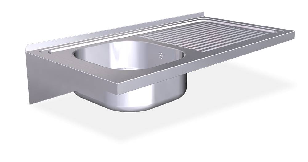 Wallmounted inox sink with brackets INOX RVS FOR FOOD INDUSTRY