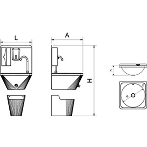 Fricosmos Wall-mounted hand wash basin with separated paperbin with sensor