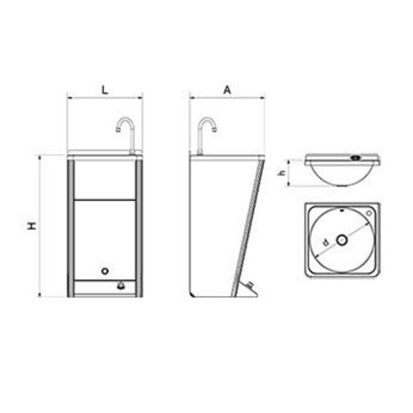 Fricosmos Mobiele wasbak met ingebouwde watertank - zonder spatplaat - koud water 220v 60w.