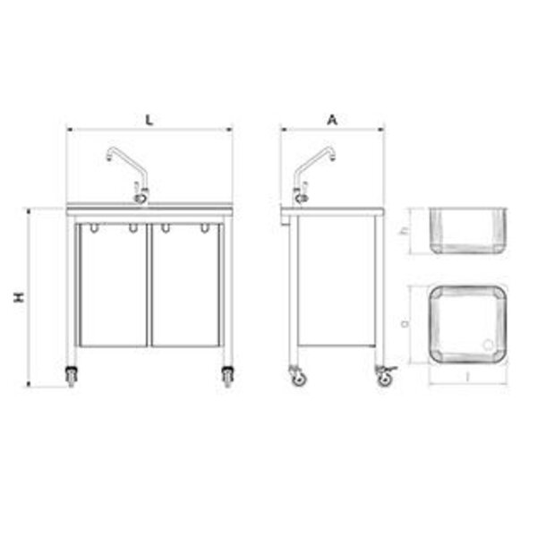 Fricosmos Mobile and autonomous washbasin with electrical system (Cold water pump)