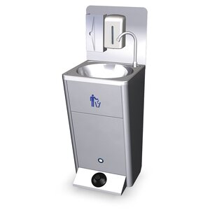 Mobile washbasin with built-in water tank splashback (best-selling model).