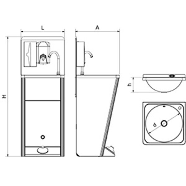 Fricosmos Mobiele wasbak met ingebouwde watertank spatplaat  (best verkochte model).