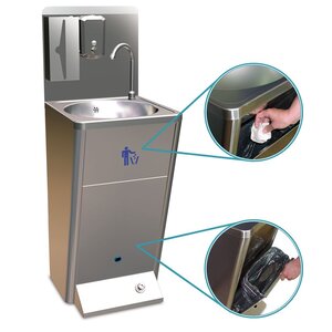 Standaard handwas-meubel met dispensers en voetbediening