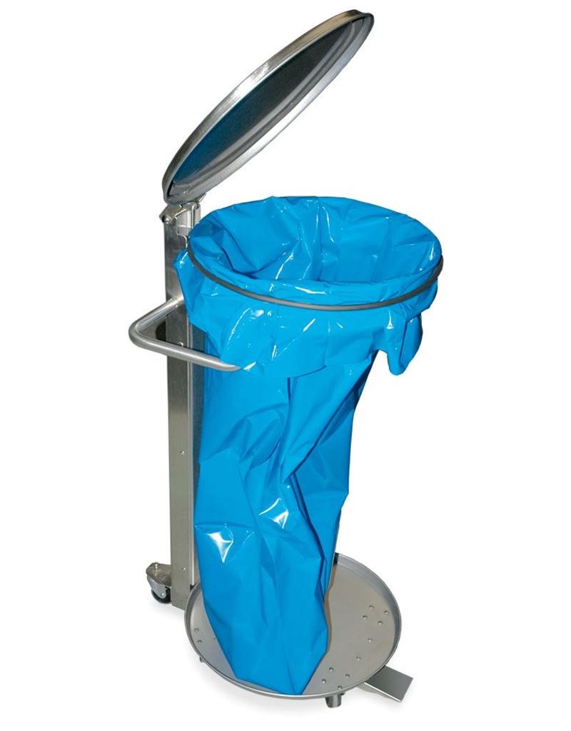 Rubbish bag holder with lid and wheels INOX RVS FOR FOOD INDUSTRY