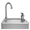 Freestanding pedal operated chilled drinking fountain