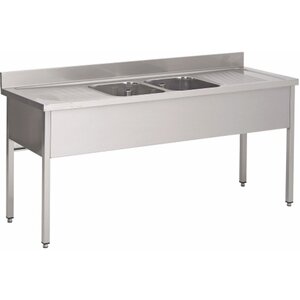 Dishwashing sink 2 basins furniture 700mm depth