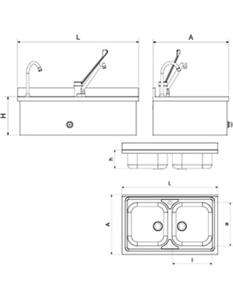 Hand wash sink and sink set INOX RVS FOR FOOD INDUSTRY