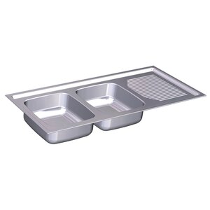 Built-in double sink, drainer right