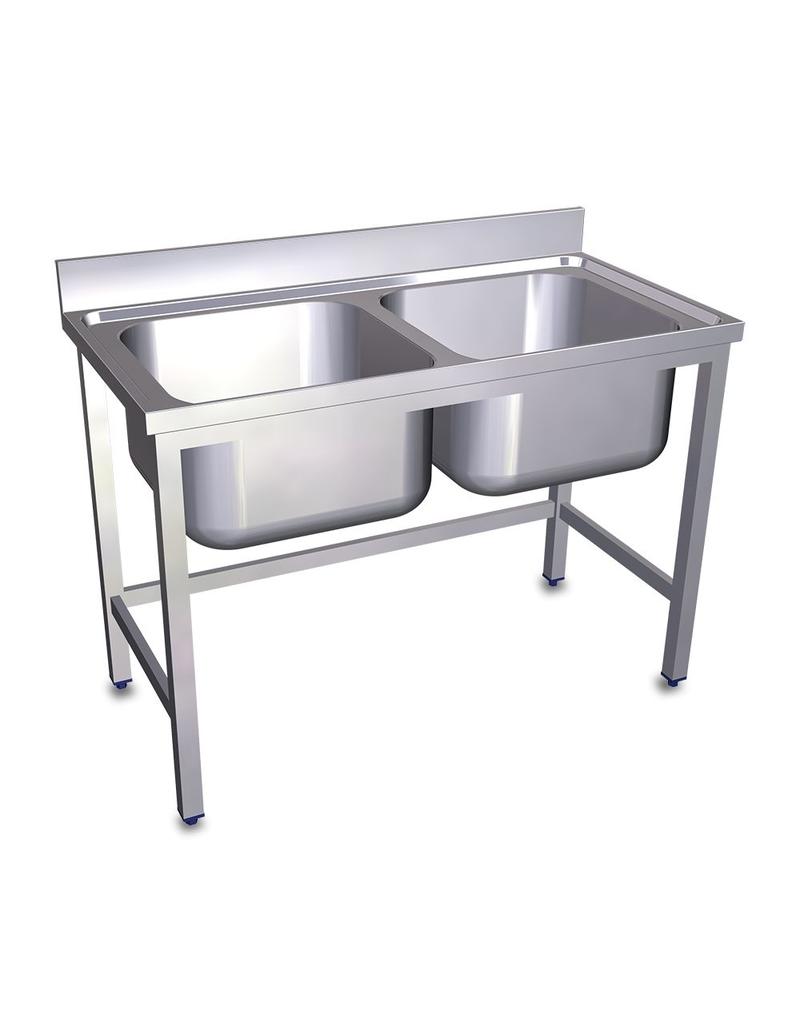 Double sink without bottom plate INOX RVS FOR FOOD INDUSTRY
