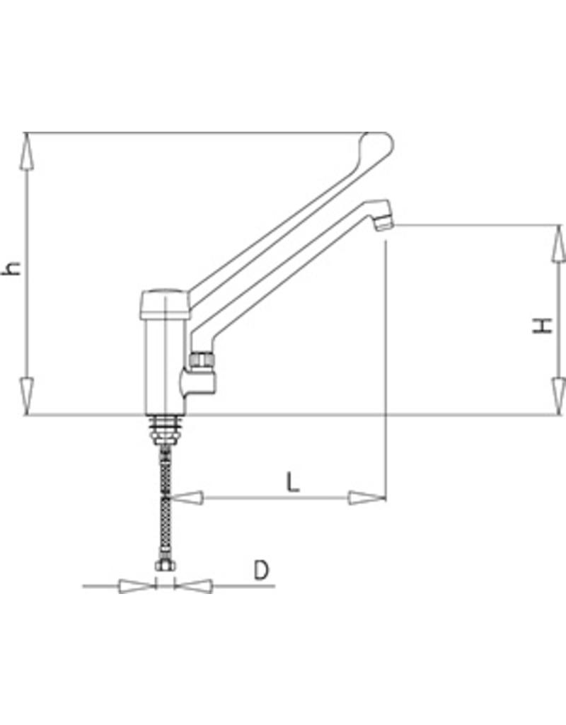 Mixing tap with elbow operation INOX RVS FOR FOOD INDUSTRY