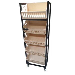 Black cookie rack with plywood trays