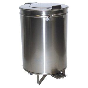 Stainless steel waste bin with pedal operation and wheels