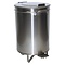 Waste bin in stainless steel with pedal operation and wheels