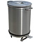 Waste bin in stainless steel with pedal operation and wheels