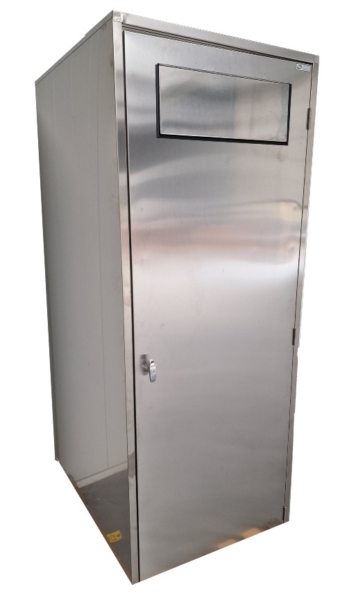 Closed roll container for collecting dirty laundry INOX RVS