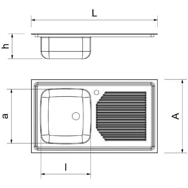 Sink tablet with right draining board