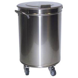 Stainless steel container with lid and wheels