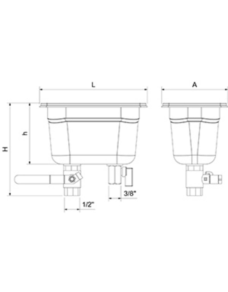 Builtin ice scoop washer 176x108x151 mm INOX RVS FOR FOOD INDUSTRY