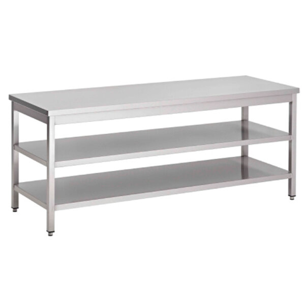 Seabiscuit line Work tables 800mm depth + 2 lower shelves and a length of 700 to 2900mm