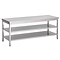 Seabiscuit line Work tables 800mm depth + 2 lower shelves and a length of 700 to 2900mm